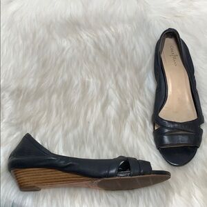 Cole Haan Black Leather Wedge Shoes